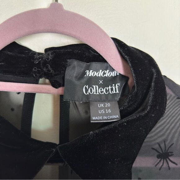 MODCLOTH x COLLECTIF Sucker For Spiders Velvet Dress Black - Picture 5 of 7